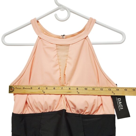 Halter Neck Color Block black pink One-Piece Swimsuit Back Closure Size 12W - Picture 8 of 9